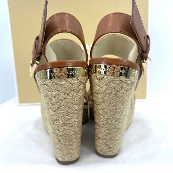 Michael Kors Poesy Wedge Sandals in Luggage Brown Women's 6 M - Picture 7 of 9